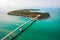 Long road pedestrian bridge TECHO MORAKAT to Snake island KOH PUOS. Sihanoukville. Cambodia