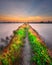 The long road to beautiful sky when sunset around the lake is heavenly scenery