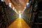 The long row of sherry casks, Bodegas Tio Pepe winery, Jerez, Spain