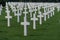 Long rows of white crosses at the Normandy American Cemetery and Memorial, Colleville-sur-Mer, Normandy, France
