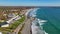 Long Sands Beach aerial view, York Beach, York, Maine, USA