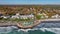Long Sands Beach aerial view, York Beach, York, Maine, USA