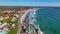 Long Sands Beach aerial view, York Beach, York, Maine, USA