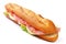 Long sandwich with salami tomatoes