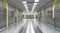 Long school corridor with grey lockers