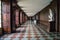 Long sculpture lined corridor inside Hampton Court Palace