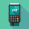 Long shadow dataphone with the value added tax acronym VAT