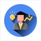 The long shadow and flat design avatar icon of Business people