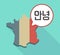 Long shadow France map with the text Hello in the Korean langu