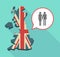 Long shadow UK map with a heterosexual couple pictogram