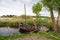 The long ship is for the Vikings. Boat Drakkar. Viking transport ship. Historical reconstruction