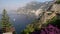 long shot of the town of positano on a summer morning on the amalfi coast