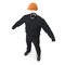 Long Sleeve Coveralls Uniform With Orange Hardhat On White. 3D illustration, isolated