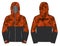 Long sleeve Hoodie jacket terrain shell design template in vector, Hooded jacket sweater with front and back view, hooded winter