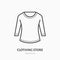 Long sleeves blouse, tunic flat line icon. Classic women apparel store sign. Thin linear logo for clothing shop