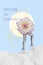 Long slim female legs climbing paper artwork collage picture girl have big flower blossom instead body spring concept