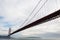 Long span of the Golden Gate Bridge with one tower