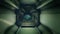 Long straight empty enclosed corridor. Dark industrial hallway in the spacecraft