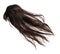 Long straight Wig hair style fly fall explosion. Brown woman wig hair float in mid air. Straight brown wig hair wind blow cloud