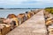 Long stretch of breakwall.