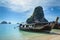 Long tail boat in Ko Rang Nok Island in Ao Phra Nang beach, Krabi