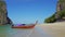 Long tail boat on tropical beach, Thailand 4k