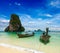 Long tail boats on beach, Thailand