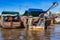 Long-tail boats, house boats and sampans moored side by side near Can Tho, Mekong Delta, Vietnam