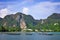 Long tail boats in Loh Dalum bay at Phi Phi Don island