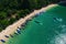 Long tail and speed boat thai and foreign tourists high season at ao nang beach kra bi Thailand