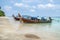 Long tail wooden boats anchored on sea in Lipe