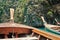 Long-tailed boats are moored to serve tourists on turquoise beaches of Koh Phi Phi