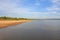 Long tailed boats mooring in the evening along Mekong River bank