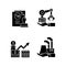 Long term business investments black glyph icons set on white space