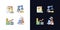 Long term business investments light and dark theme RGB color icons set