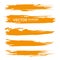 Long textured orange abstract smears set on a white background