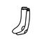 Long trendy socks in doodle style isolated on white background. Sign icon. Vector outline illustration