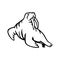 Long-tusked Atlantic or Pacific Walrus Mascot Black and White