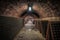 Long underground brick tunnel angle shot