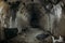 Long underground tunnel or corridor in abandoned Soviet military bunker or basement with creepy atmosphere