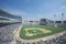 Long view of Baseball diamond and bleachers during professional Baseball Game, Comiskey Park, Illinois