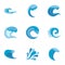 Long wave icons set, flat style