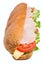 Long whole wheat baguette sandwich