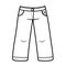 Long wide leg denim shorts for girls outline for coloring on a white