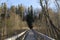 Long wooden bridge in Sweden Scandinavia