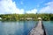 Long wooden pier at Nananu-i-Ra island, Fiji