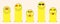 Long yellow emoticons. Funny cartoon happy faces. Set of comic facial expressions in cartoon style