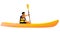 Long yellow kayak isolated figure