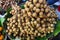 Longan fruit bunches on the food market in Southea