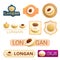 Longan fruit logo set, cartoon style